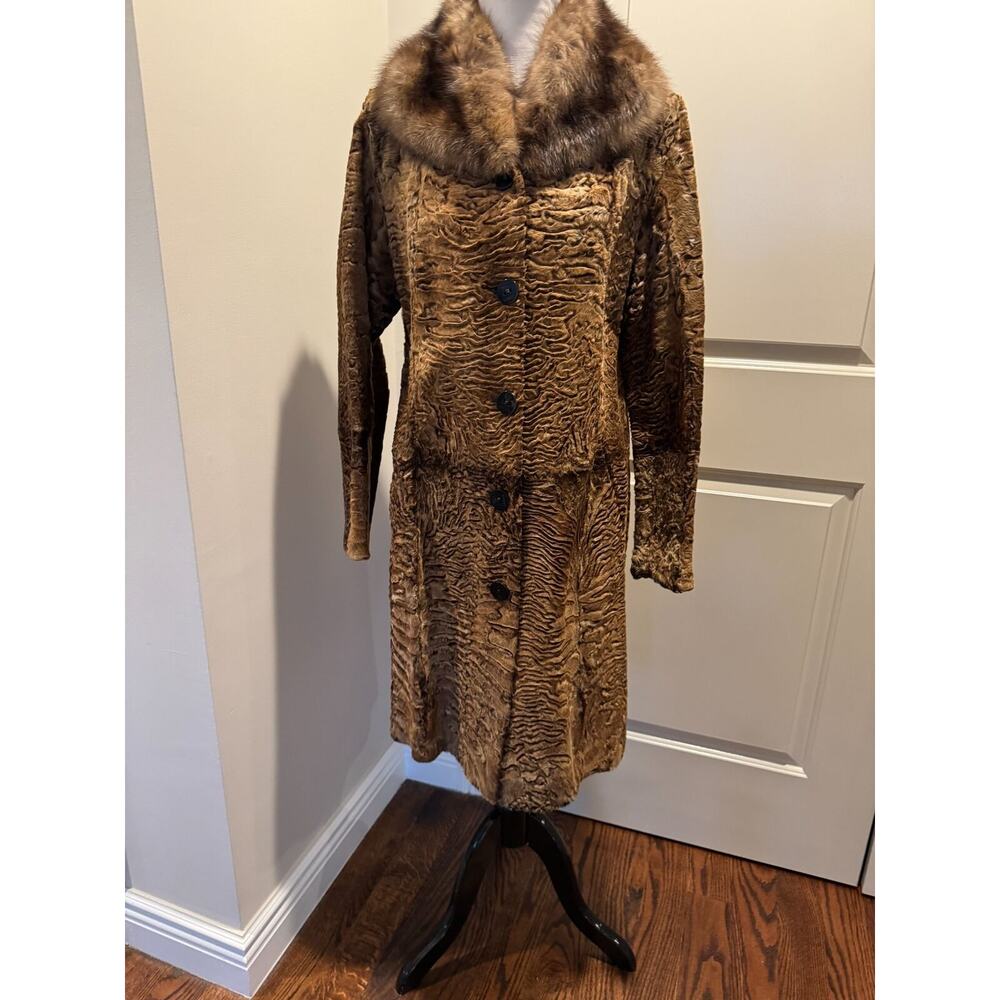Louis Feraud Brown Faux Fur-Trimmed Coat